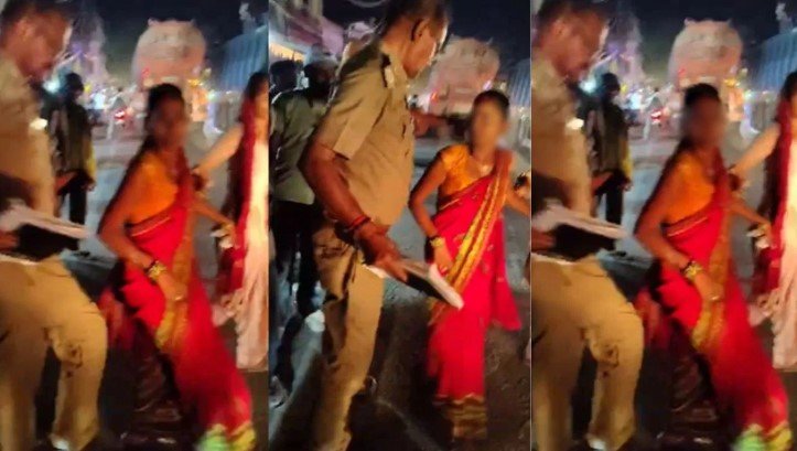 हमीरपुर में पुलिस दारोगा का वीडियो वायरल महिला को लात मारकर ले जाते दिखे