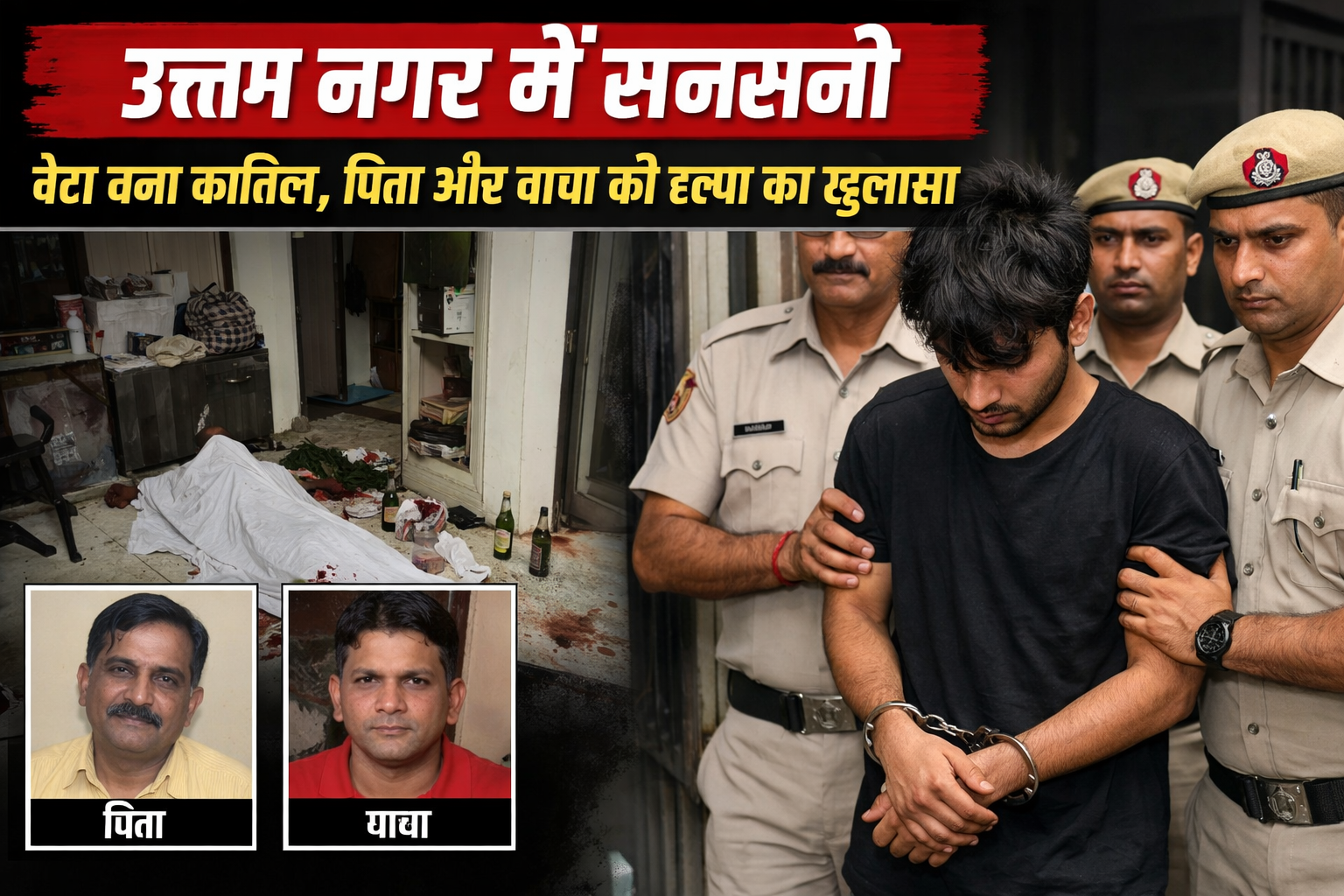 उत्तम नगर में सनसनी बेटा बना कातिल पिता और चाचा की हत्या का खुलासा